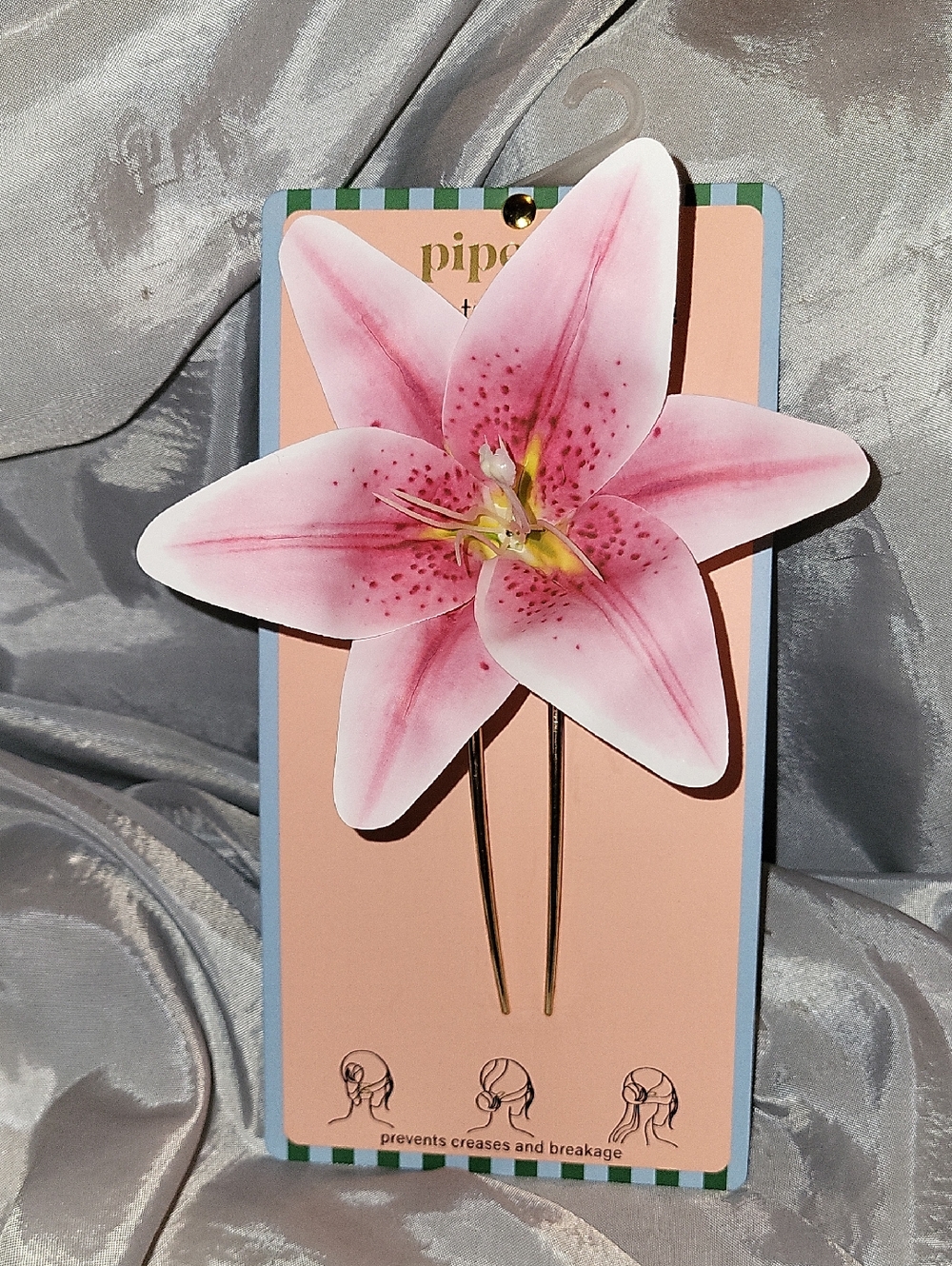 Piper K Pink Floral Lily Hair Pin Brand New  La
